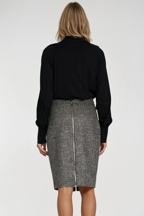 Wiskozowa bluzka z szarfą B204 Black - Nife - 38