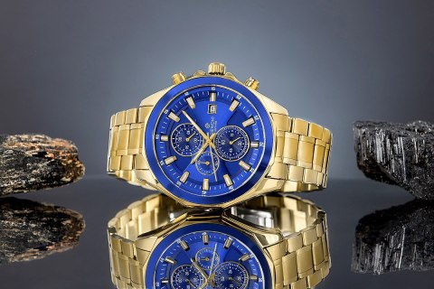 Zegarek Męski Giewont Chronograph Sapphire Złoto Niebieski GW7290-B6