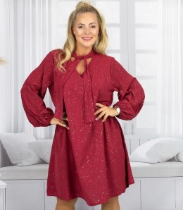 Elegancka błyszcząca sukienka z efektownym wiązaniem (Czerwony)