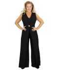 Elegancki kombinezon wieczorowy szerokie nogawki (Czarny)