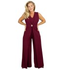 Elegancki kombinezon wieczorowy szerokie nogawki (Czerwony)