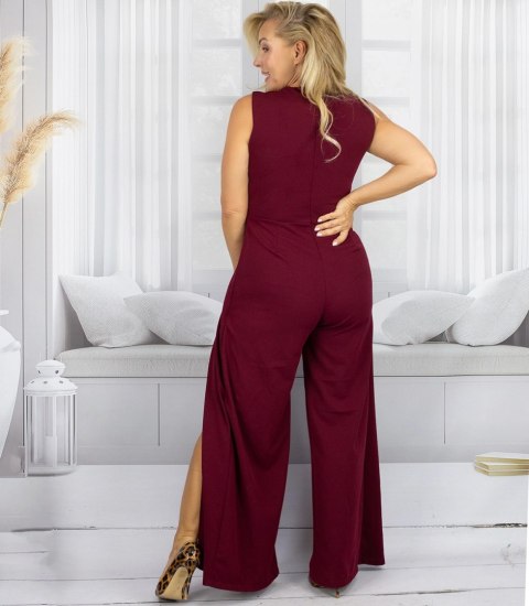 Elegancki kombinezon wieczorowy szerokie nogawki (Czerwony)