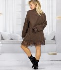 Marynarka oversize cekinowa z koronką na imprezę (Brązowy)