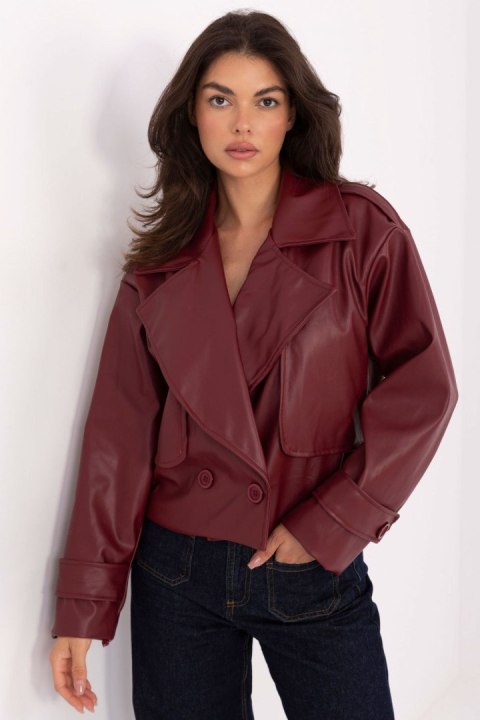 Płaszcz Damski Model IT-KR-FL9558.60 Bordo - Rue Paris - uniwersalny