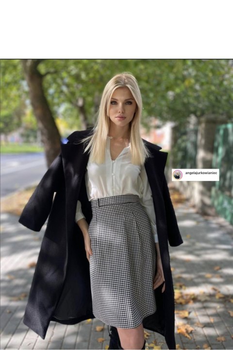 Spódnica Rozszerzona spódnica w pepitkę SP80 Pepitka - Nife - 38