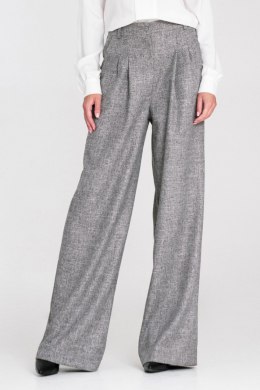 Spodnie z zakładkami wide leg SD116 Grey Melange - Nife - 36