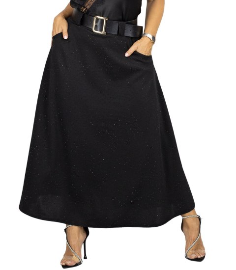 Stylowa spódnica maxi z cekinami elegancka (Czarny)