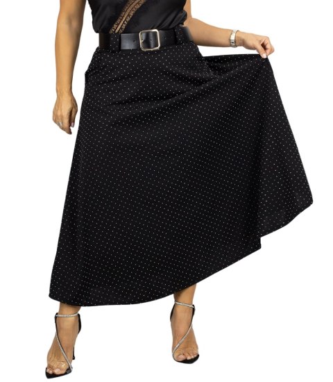 Stylowa spódnica maxi z cekinami elegancka (Czarny)