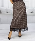 Stylowa spódnica maxi z koronką w groszki (Brązowy)