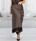 Stylowa spódnica maxi z koronką w groszki (Brązowy)