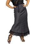 Stylowa spódnica maxi z koronką w groszki (Czarny)