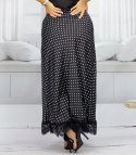 Stylowa spódnica maxi z koronką w groszki (Czarny)