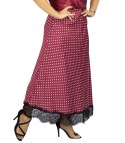 Stylowa spódnica maxi z koronką w groszki (Czerwony)
