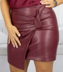 Stylowa spódnica mini z imitacji skóry na imprezę (Czerwony)