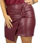 Stylowa spódnica mini z imitacji skóry na imprezę (Czerwony)