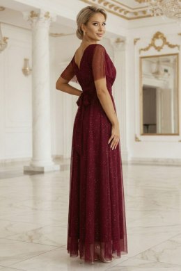 Sukienka Model Melania 635-5 Bordo Brokat - Numoco - uniwersalny