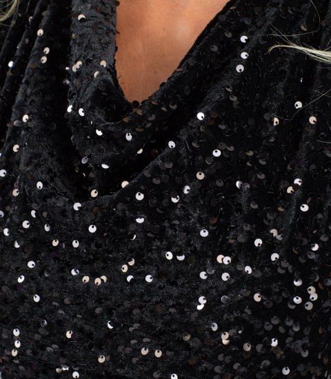Świecąca sukienka mini imprezowa z cekinami (Czarny)