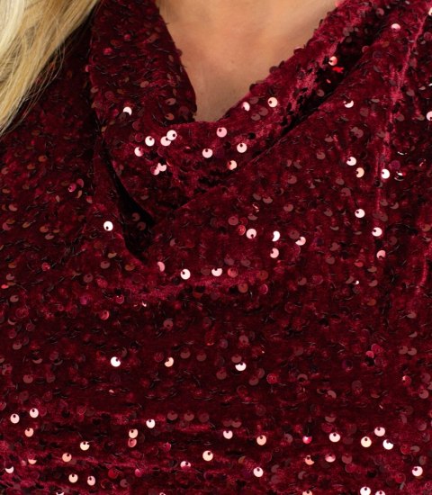 Świecąca sukienka mini imprezowa z cekinami (Czerwony)