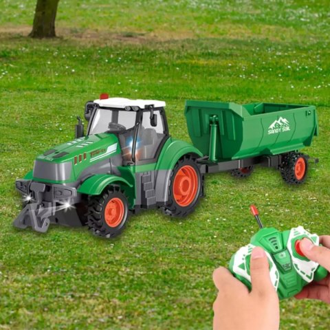 TRAKTOR Z PRZYCZEPĄ ZdalnieSTEROWANY AkumulatorŁADOWARKA zwierzęta QH205-2D