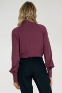 Wiskozowa bluzka z szarfą B204 Śliwka - Nife - 38