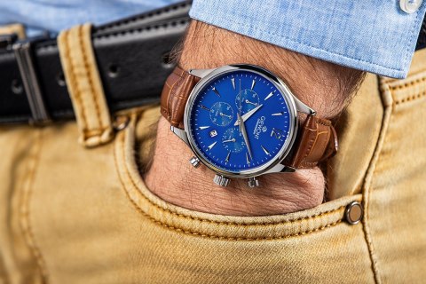 Zegarek Męski Giewont Chronograph Sapphire Brązowo Niebieski GW6310-A5