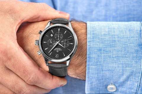 Zegarek Męski Giewont Chronograph Sapphire Czarno Srebrny GW6310-A2