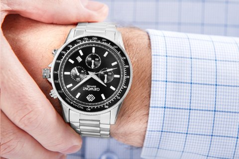 Zegarek Męski Giewont Chronograph Sapphire Srebrno Czarny GW3520-B2