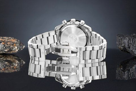 Zegarek Męski Giewont Chronograph Sapphire Srebrno Czarny GW8720-B2