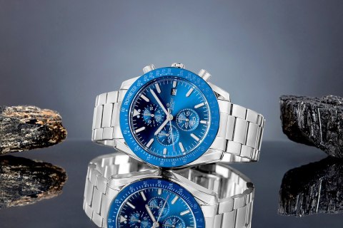 Zegarek Męski Giewont Chronograph Sapphire Srebrno Niebieski GW8720-B3