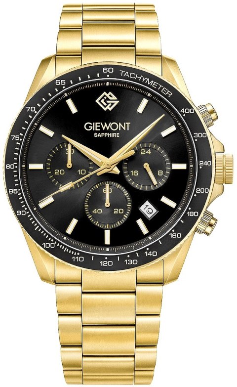 Zegarek Męski Giewont Chronograph Sapphire Złoto Czarny GW3520-B4