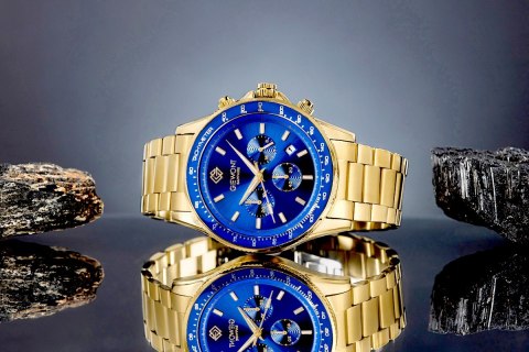 Zegarek Męski Giewont Chronograph Sapphire Złoto Niebieski GW3520-B5