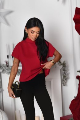 Czerwona pudełkowa dzianinowa bluzka RIVA