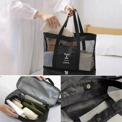 Duża Torba plażowa termiczna lekka z izolowaną komorą