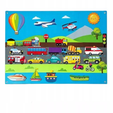 MATA EDUKACYJNA Tablica FILCOWA na rzepy dla dzieci Miasto pojazdy