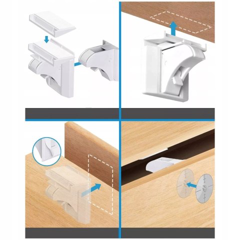 Magnetyczne blokady do mebli i szuflad dla dzieci zestaw 4 + klucz