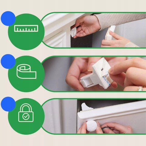 Magnetyczne blokady do mebli i szuflad dla dzieci zestaw 4 + klucz