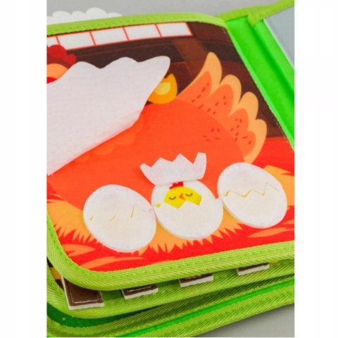 Sensoryczna książeczka dla dzieci farma zwierzątka na rzepy Montessori