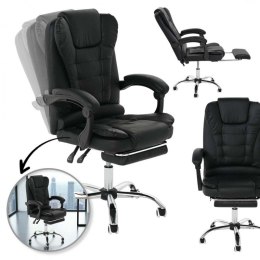 BOSS Bürodrehstuhl mit Fußstütze - schwarzes Öko-LEDER KO22CZ