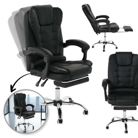 BOSS Bürodrehstuhl mit Fußstütze - schwarzes Öko-LEDER KO22CZ