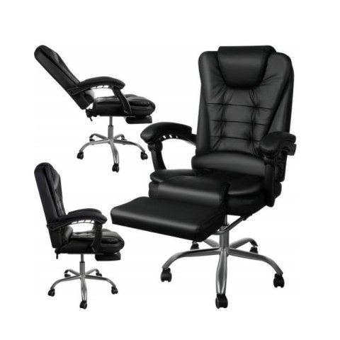 BOSS Bürodrehstuhl mit Fußstütze - schwarzes Öko-LEDER KO22CZ