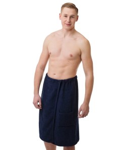 Kilt męski frotte do sauny z kieszonką na gumce (Niebieski || Granatowy)