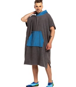 Ponczo męskie z bawełny frotte sauna (Niebieski || Szary)