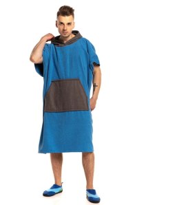 Ponczo męskie z bawełny frotte sauna (Niebieski || Szary)