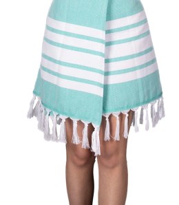 Sauna pareo na rzep z frędzlami w paski (Niebieski)