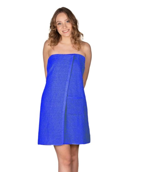 Sauna pareo z bawełny frotte z kieszonką (Niebieski)