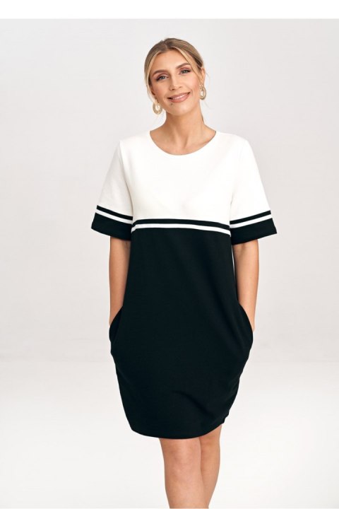 Sukienka Model M1028 Black/Ecru - Figl - XL Sukienka Model M1028 Black/Ecru - Figl - XL
