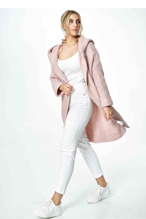 Sweter Kardigan Model M884 Light Pink - Figl - uniwersalny Sweter Kardigan Model M884 Light Pink - Figl - uniwersalny