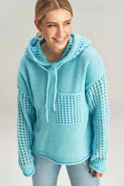 Sweter Damski Model M996 Błękit - Figl - uniwersalny Sweter Damski Model M996 Błękit - Figl - uniwersalny