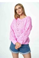 Sweter Damski Model M887 Pink - Figl - uniwersalny Sweter Damski Model M887 Pink - Figl - uniwersalny
