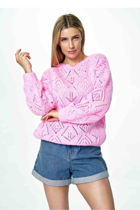 Sweter Damski Model M887 Pink - Figl - uniwersalny Sweter Damski Model M887 Pink - Figl - uniwersalny